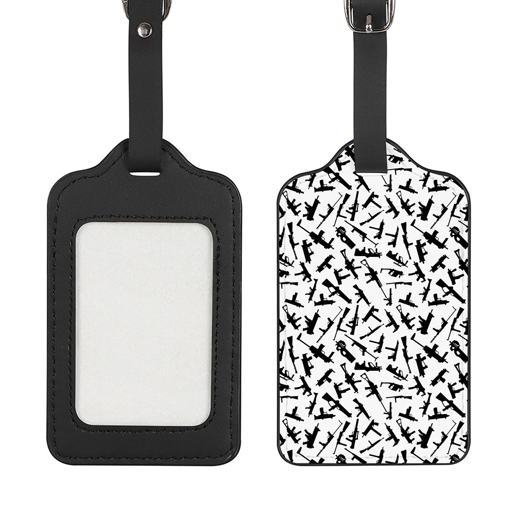 Black And White Guns Pattern Print Luggage Tag