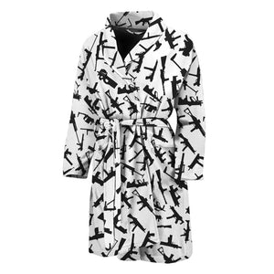 Black And White Guns Pattern Print Men's Bathrobe