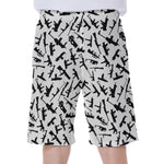 Black And White Guns Pattern Print Men's Beach Shorts