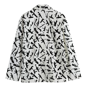 Black And White Guns Pattern Print Men's Blazer