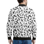 Black And White Guns Pattern Print Men's Bomber Jacket