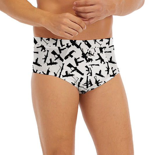 Black And White Guns Pattern Print Men's Briefs