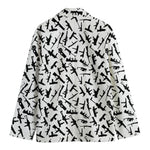 Black And White Guns Pattern Print Men's Cotton Blazer