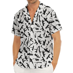 Black And White Guns Pattern Print Men's Deep V-Neck Shirt