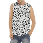 Black And White Guns Pattern Print Men's Fitness Tank Top