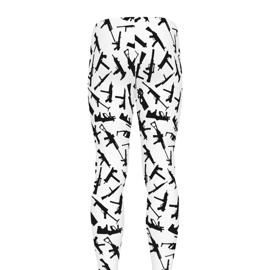 Black And White Guns Pattern Print Men's leggings