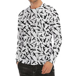 Black And White Guns Pattern Print Men's Long Sleeve Rash Guard