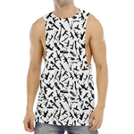 Black And White Guns Pattern Print Men's Muscle Tank Top