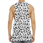 Black And White Guns Pattern Print Men's Muscle Tank Top