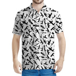 Black And White Guns Pattern Print Men's Polo Shirt