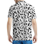 Black And White Guns Pattern Print Men's Polo Shirt