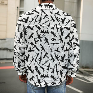 Black And White Guns Pattern Print Men's Shirt Jacket