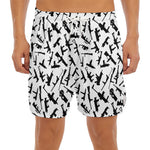 Black And White Guns Pattern Print Men's Split Running Shorts