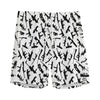 Black And White Guns Pattern Print Men's Sports Shorts