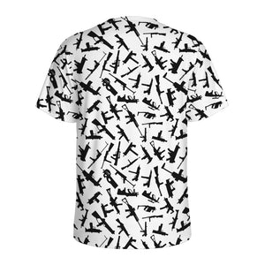 Black And White Guns Pattern Print Men's Sports T-Shirt