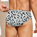 Black And White Guns Pattern Print Men's Swim Briefs