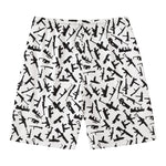 Black And White Guns Pattern Print Men's Swim Trunks