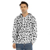 Black And White Guns Pattern Print Men's Velvet Pullover Hoodie