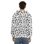 Black And White Guns Pattern Print Men's Velvet Pullover Hoodie