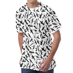 Black And White Guns Pattern Print Men's Velvet T-Shirt