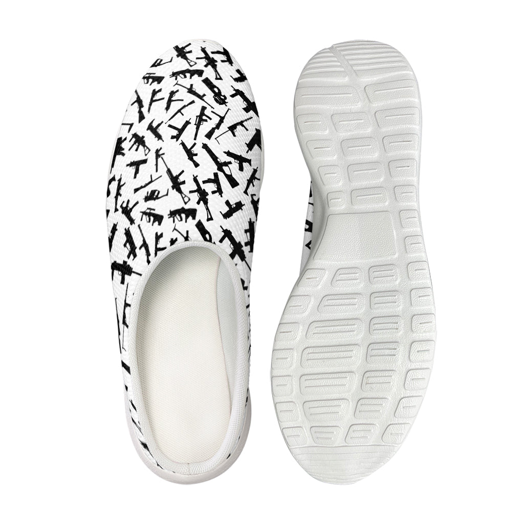 Black And White Guns Pattern Print Mesh Casual Shoes