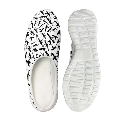 Black And White Guns Pattern Print Mesh Casual Shoes