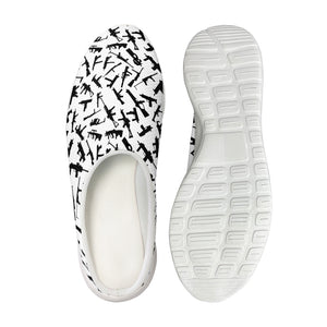 Black And White Guns Pattern Print Mesh Casual Shoes