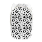 Black And White Guns Pattern Print Mesh Laundry Hamper