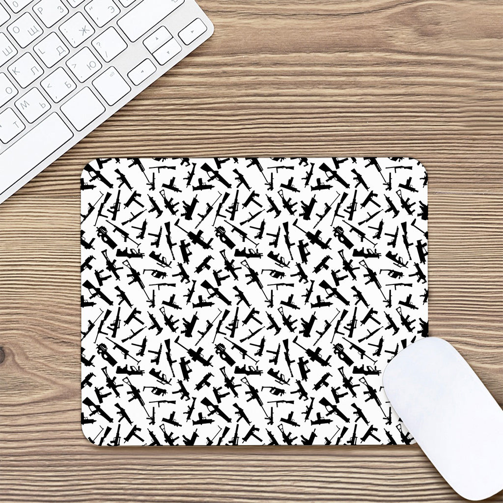 Black And White Guns Pattern Print Mouse Pad