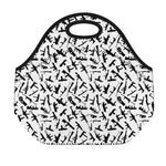 Black And White Guns Pattern Print Neoprene Lunch Bag