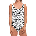 Black And White Guns Pattern Print One Piece Swimsuit