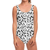 Black And White Guns Pattern Print One Piece Swimsuit