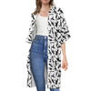 Black And White Guns Pattern Print Open Front Beach Cover Up