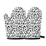 Black And White Guns Pattern Print Oven Mitts