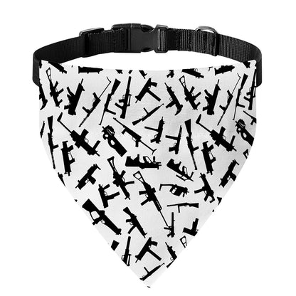 Black And White Guns Pattern Print Over The Collar Dog Bandana