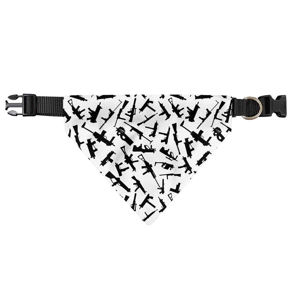 Black And White Guns Pattern Print Over The Collar Dog Bandana