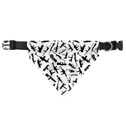 Black And White Guns Pattern Print Over The Collar Dog Bandana