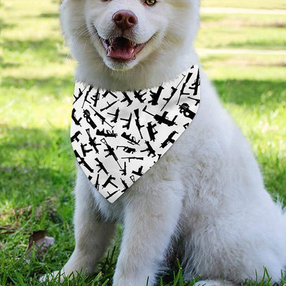 Black And White Guns Pattern Print Over The Collar Dog Bandana