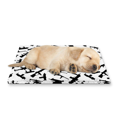 Black And White Guns Pattern Print Pet Cooling Mat Cover