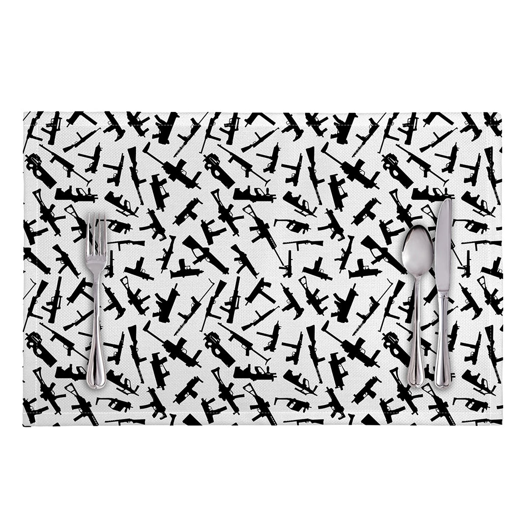 Black And White Guns Pattern Print Placemat
