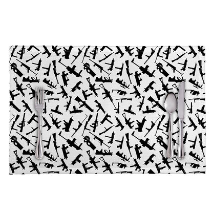 Black And White Guns Pattern Print Placemat