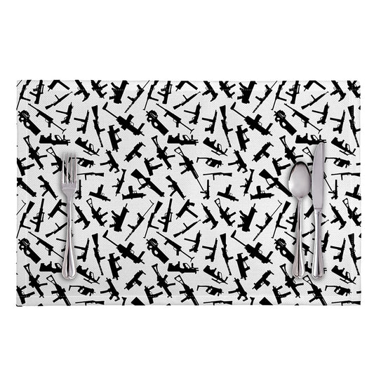 Black And White Guns Pattern Print Placemat