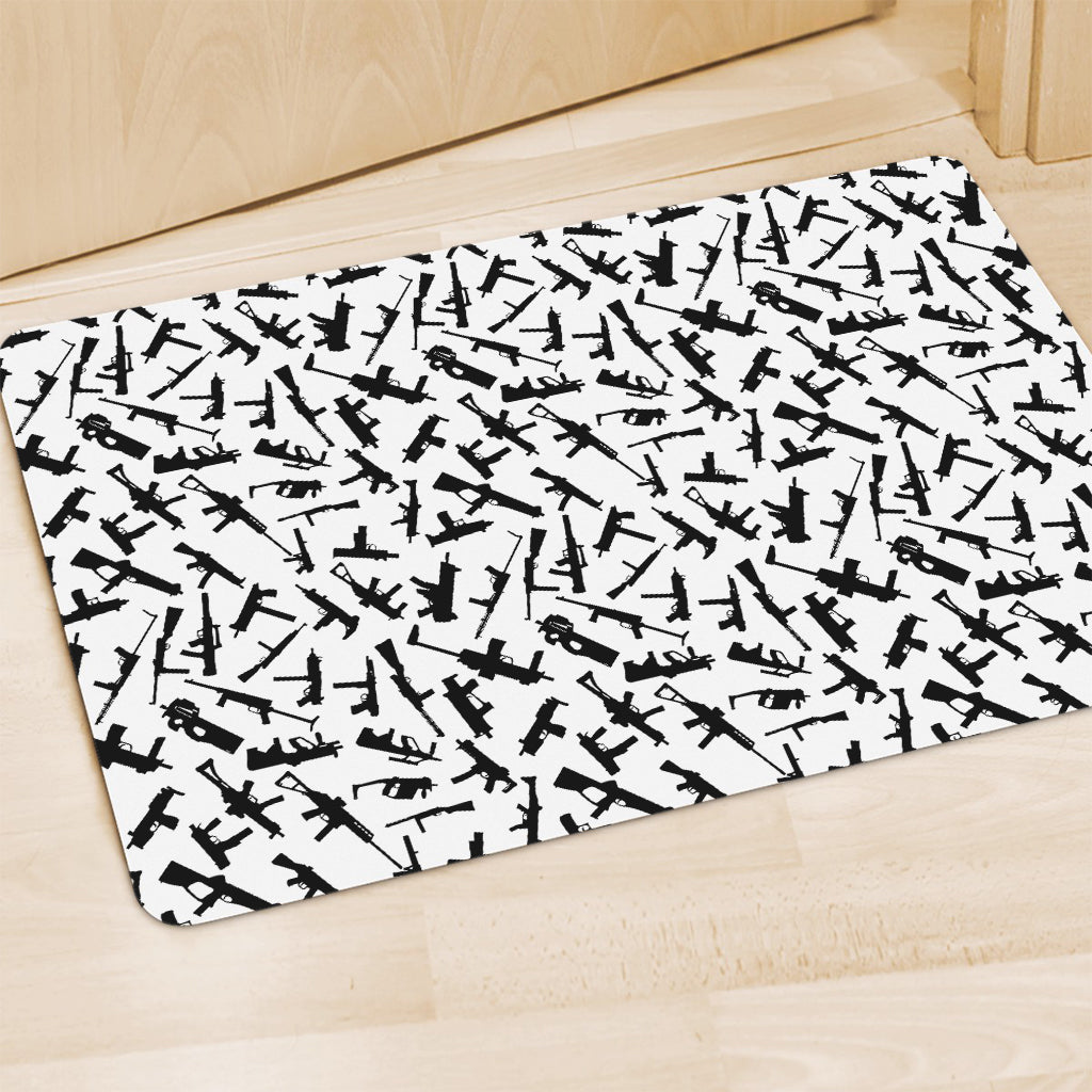 Black And White Guns Pattern Print Polyester Doormat