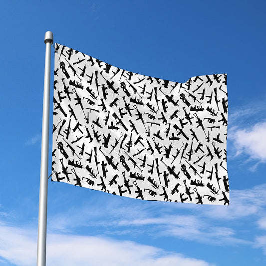 Black And White Guns Pattern Print Polyester Flag