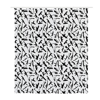 Black And White Guns Pattern Print Polyester Shower Curtain