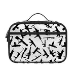 Black And White Guns Pattern Print Portable Lunch Bag