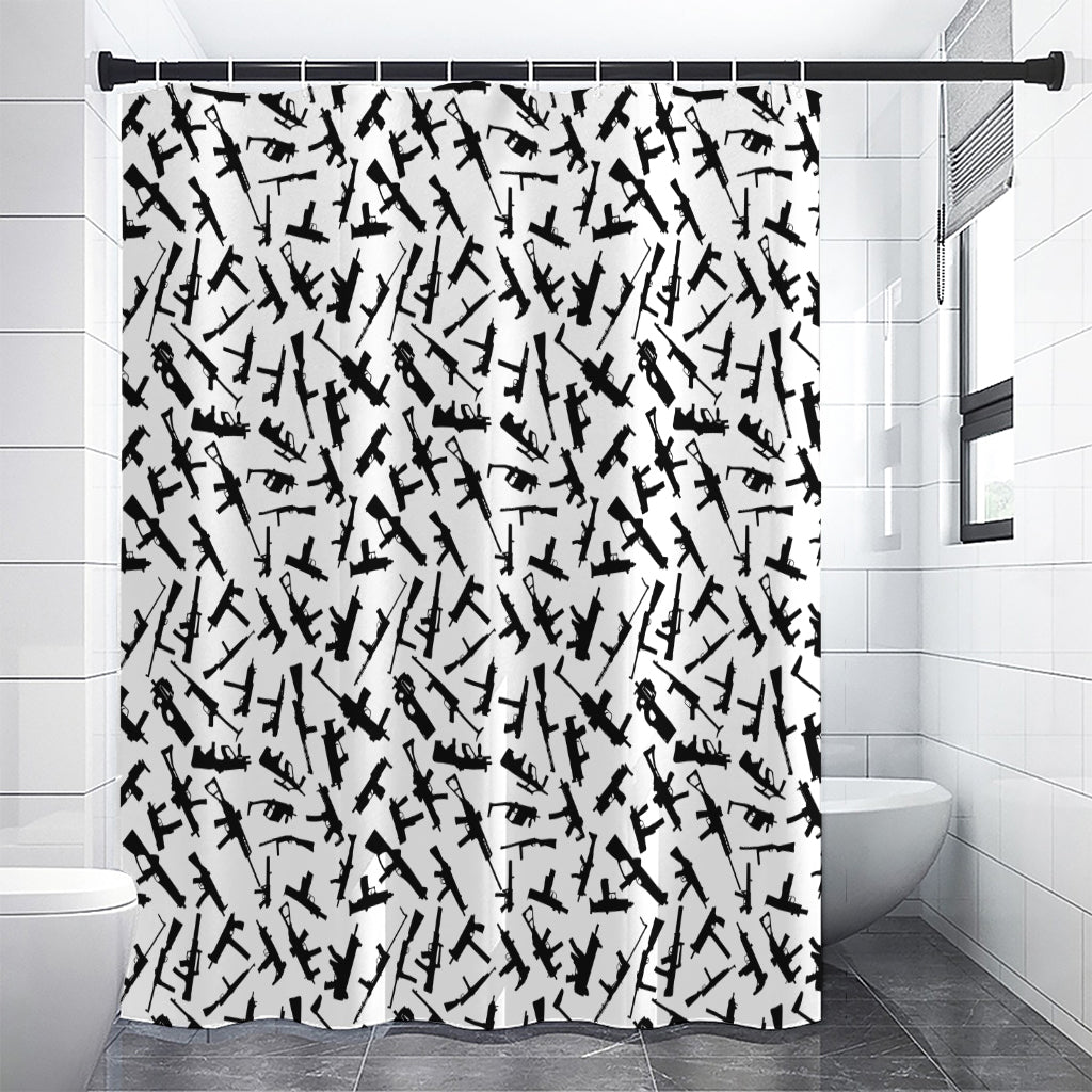 Black And White Guns Pattern Print Premium Shower Curtain