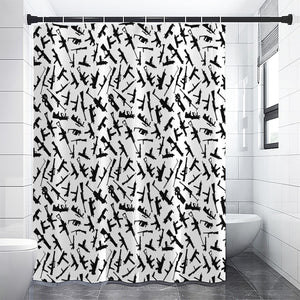 Black And White Guns Pattern Print Premium Shower Curtain