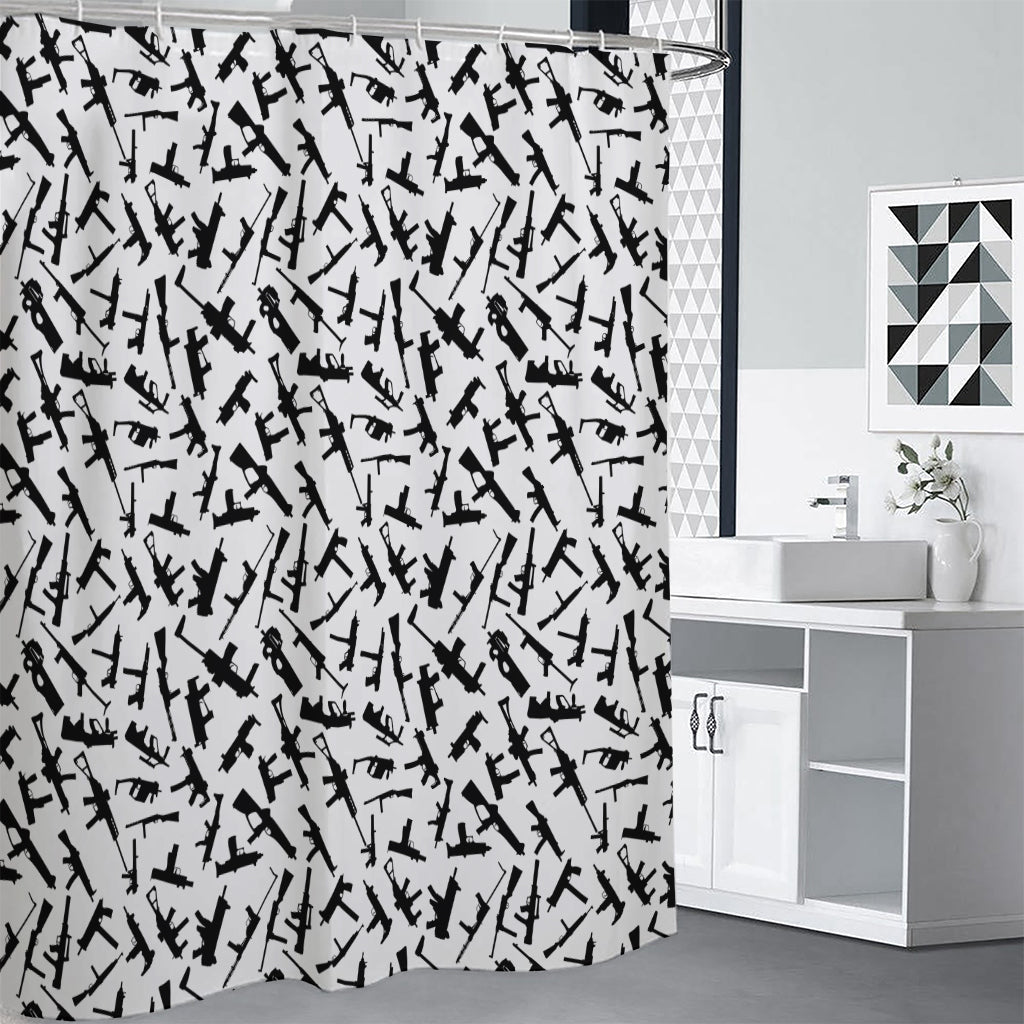 Black And White Guns Pattern Print Premium Shower Curtain