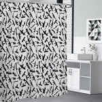 Black And White Guns Pattern Print Premium Shower Curtain